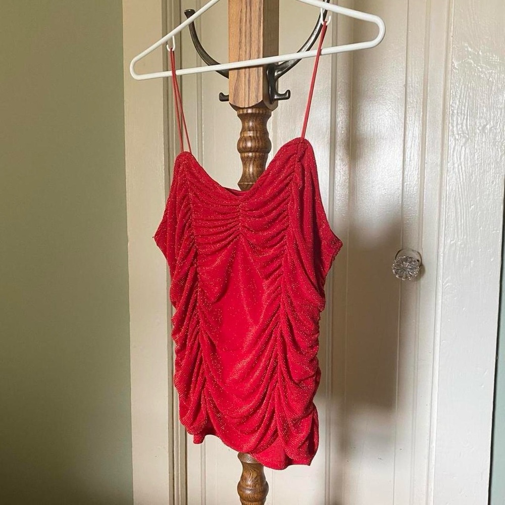 Y2K Glittery Spaghetti Strap Tank Top